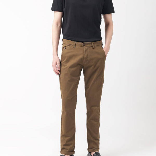 Buy SOJANYA Men Cotton Blend Brown Formal Trousers online